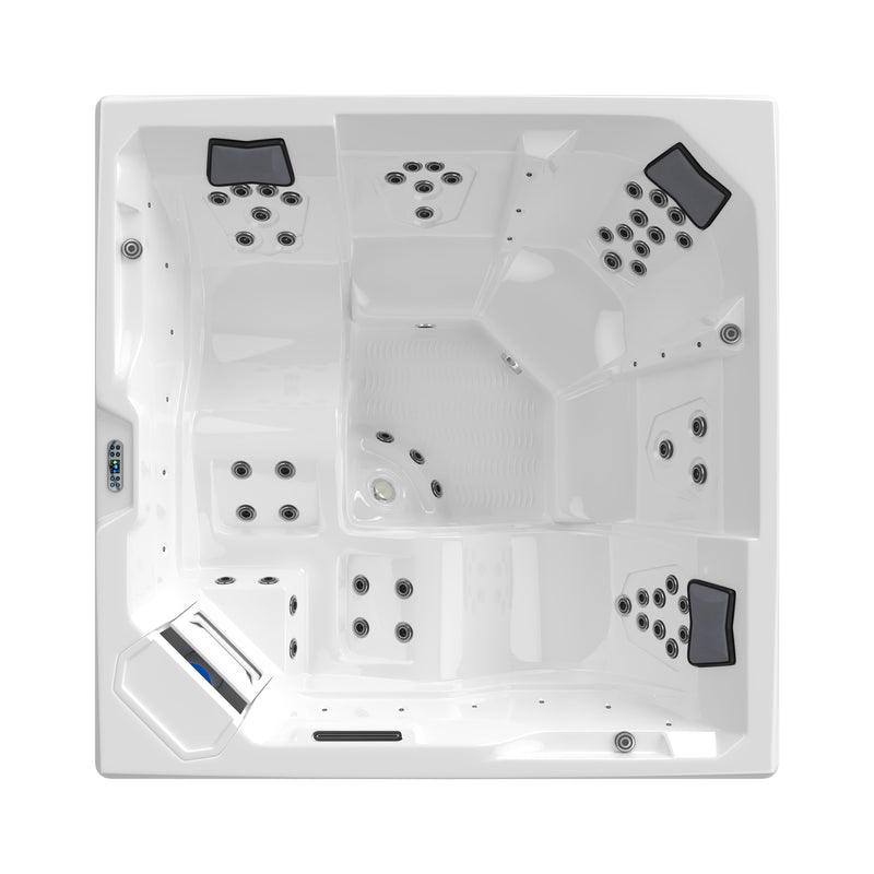 Modern Deluxe LED Light Outdoor Spa Hot Tub 5-Person Rectangle Large for Villas Hotels Gyms Luxurious Massage Feature