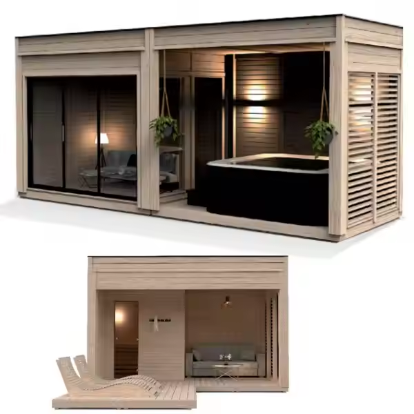 Solid Red Cedar Outdoor Steam Sauna – 2‑Person