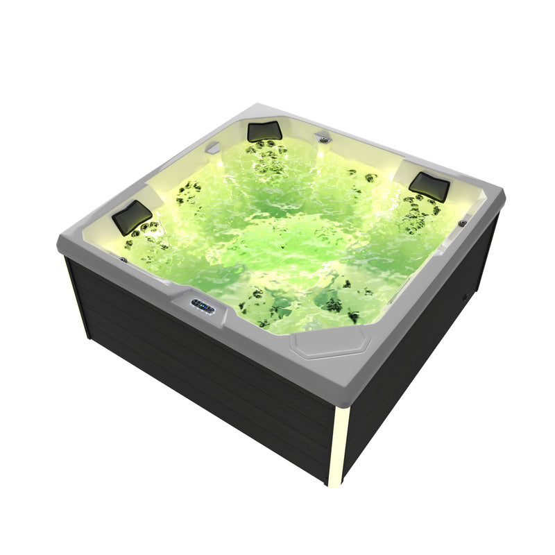 Modern Deluxe LED Light Outdoor Spa Hot Tub 5-Person Rectangle Large for Villas Hotels Gyms Luxurious Massage Feature